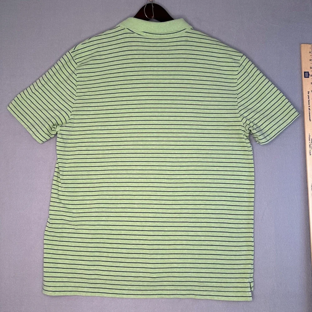 The Black‎ Dog Striped Polo Shirt Mens XL Short Sleeve Green Golf Casual